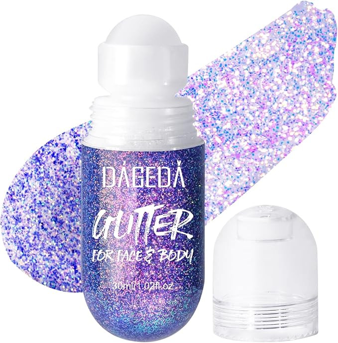 DAGEDA Body Glitter Gel, Roll-on Face Glitter for Mermaid Makeup Festival Rave Accessories, Holog... | Amazon (US)