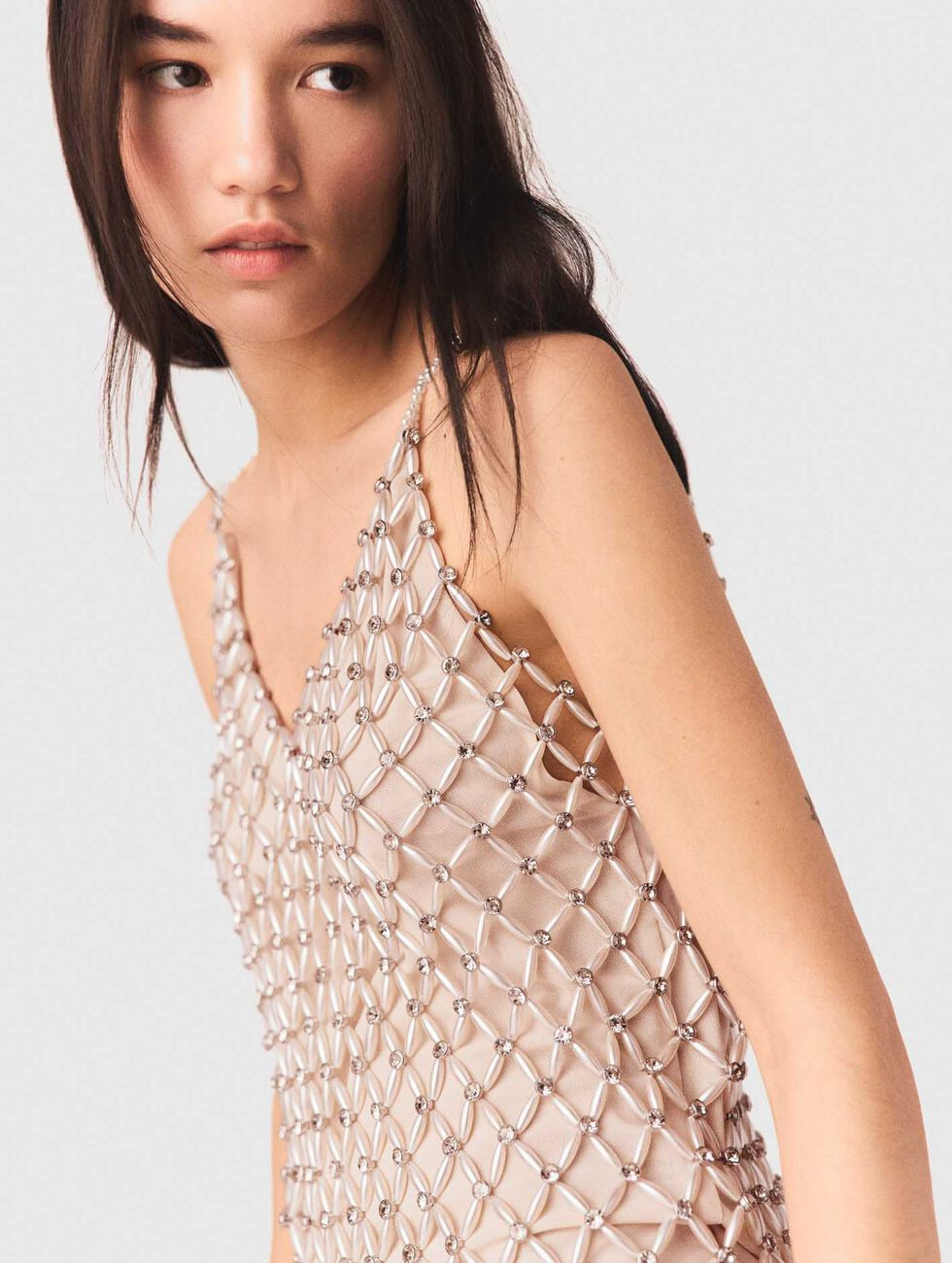 Short Beaded Dress With Lining White for Women | Maje | Maje US