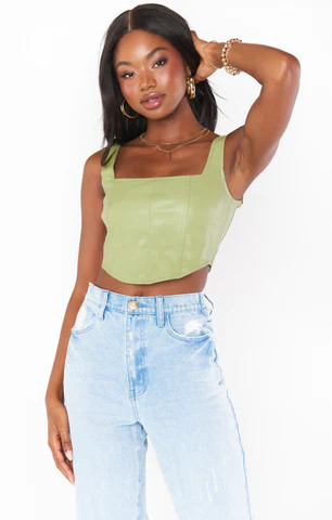 The Corset Top ~ Sage Faux Leather | Show Me Your Mumu