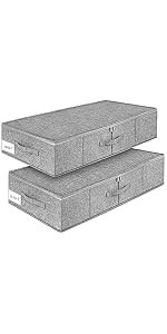 Large Underbed Storage Bags Organizer Container With Lids, Set of 2 Under Bed Storage Organizer B... | Amazon (US)