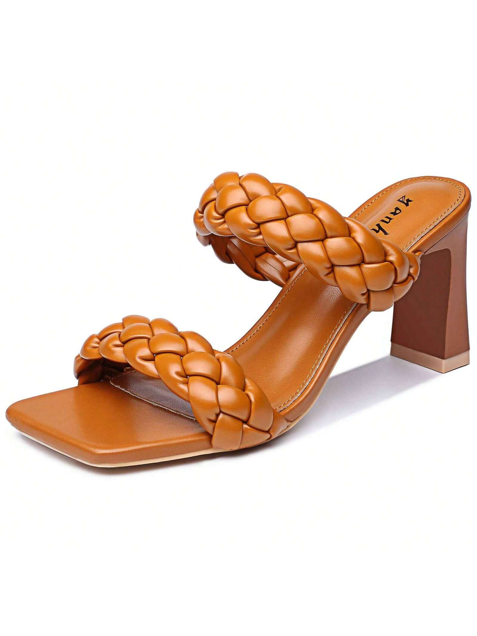 Women's Comfor Sexy Peep Toe Square Chunky Heeled Sandals,Fashion Slip On Mid Heels Wedding Party... | SHEIN