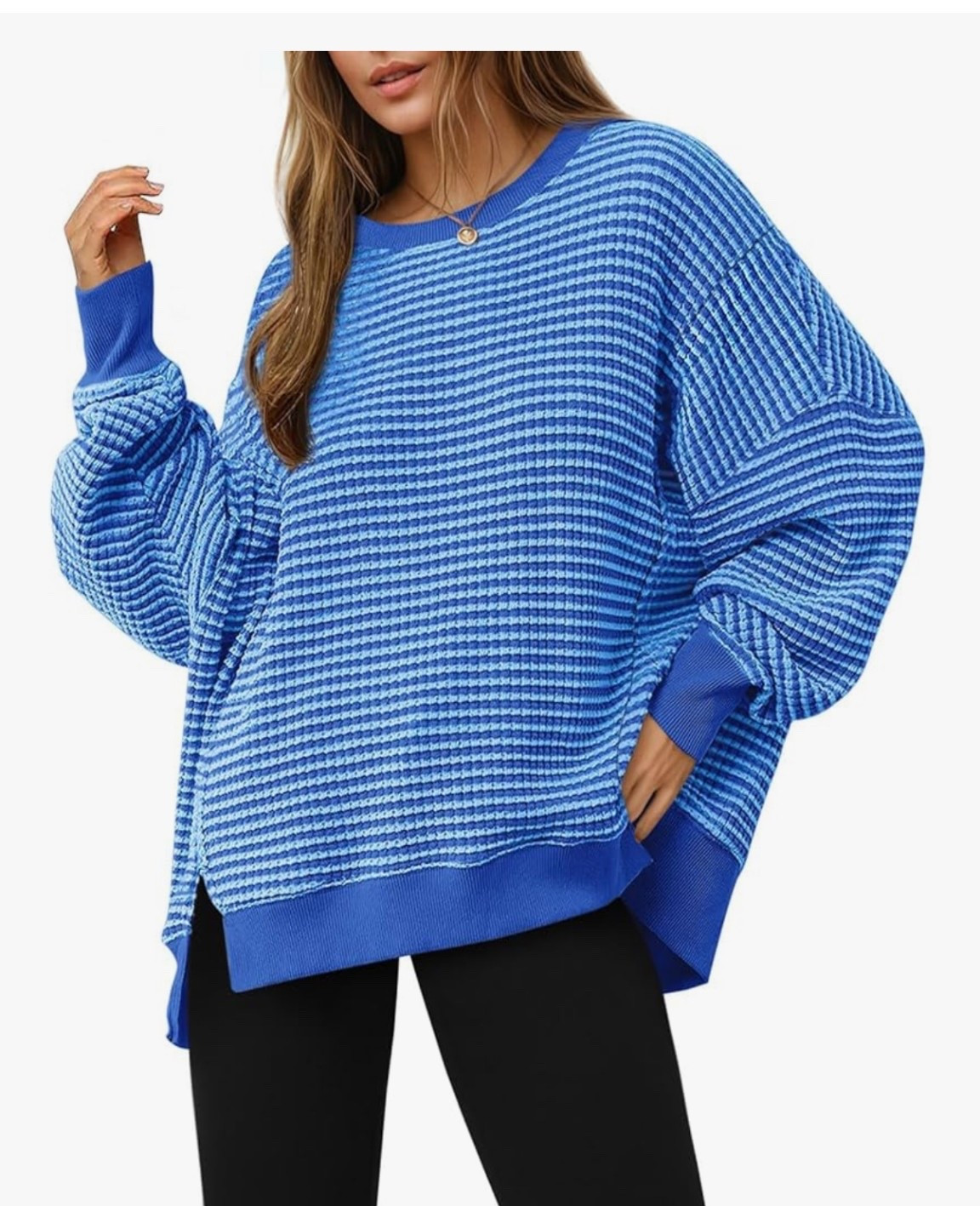 Oversized waffle knit crew neck sweatshirt on sale 

#LTKfitnessgoals #LTKootd #LTKU