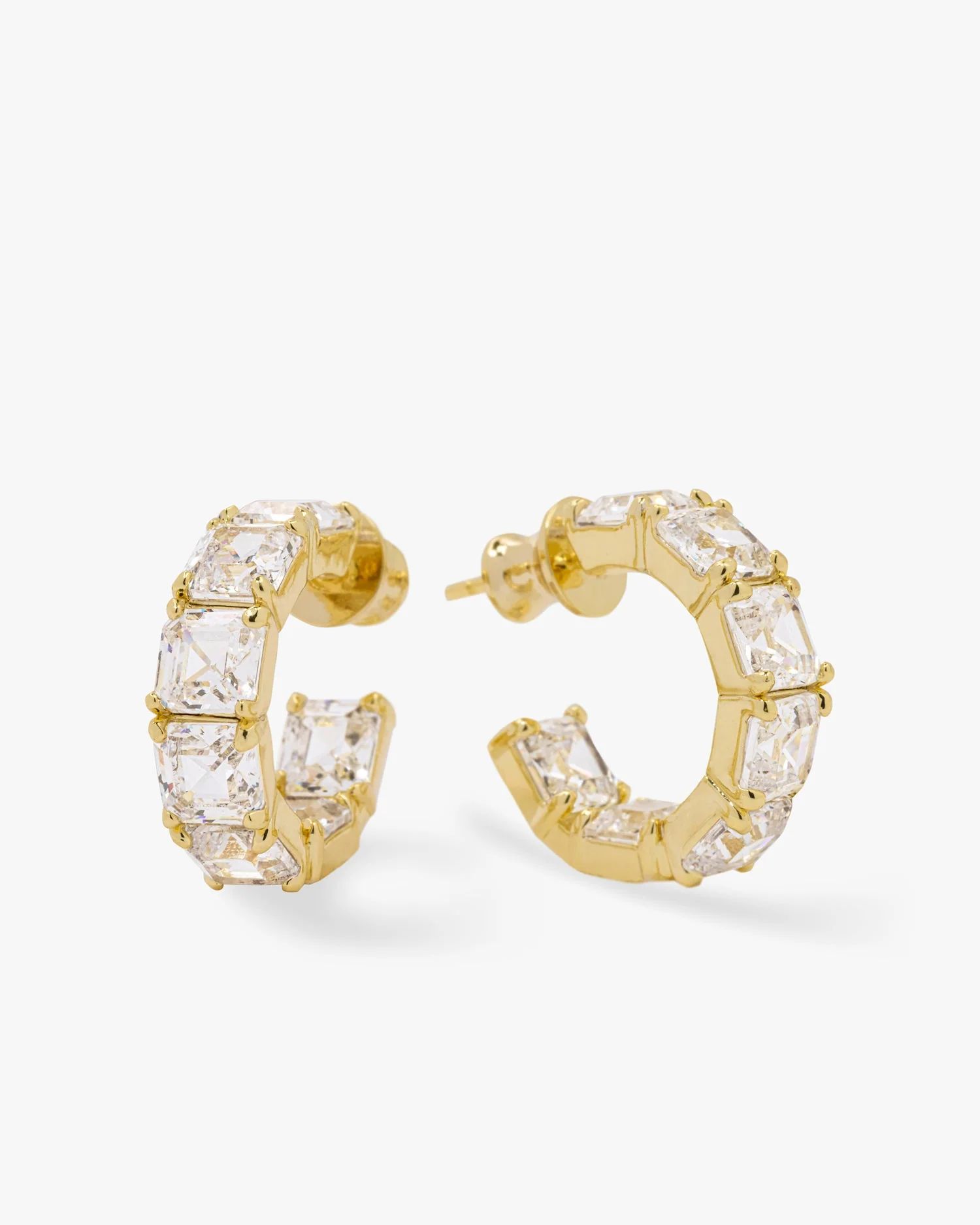 The Queens Hoops .75" - Gold|White Diamondettes | Melinda Maria