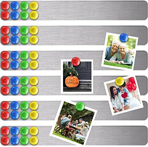 6 Pieces Frameless Magnetic Stainless Iron Board Strips Bulletin Bar Board Memo Strip Set with 48... | Amazon (US)