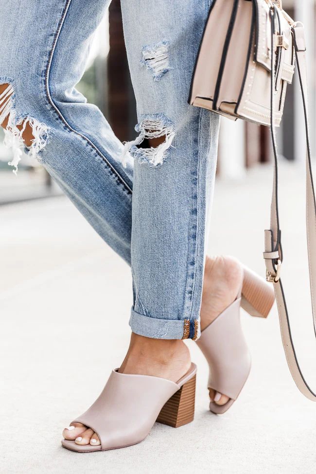 Darcy Taupe Block Heel | The Pink Lily Boutique