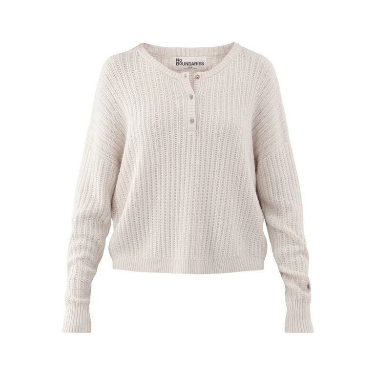 No Boundaries Henley Sweater, Women's - Walmart.com | Walmart (US)