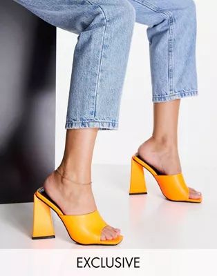 Simmi London Cecilia mules with structured heel in orange pu | ASOS (Global)