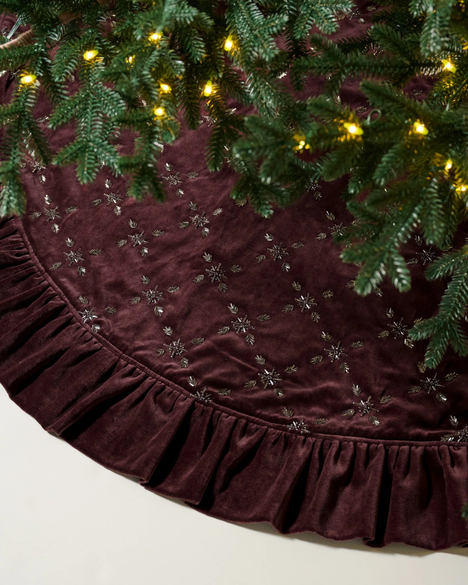 Noella Hand-Beaded Velvet Tree Skirt | Magnolia