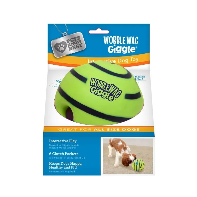 Pets Know Best Wobble Wag Giggle Ball Dog Toy, Tear-Resistant, Green | Walmart (US)