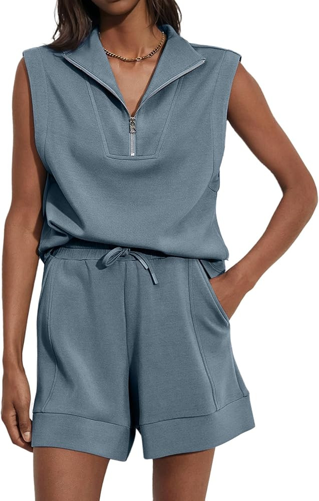 Glamaker Women's Two Piece Short Sets Summer Lounge Sweatsuits Air Essentials Sleeveless Outfits ... | Amazon (US)