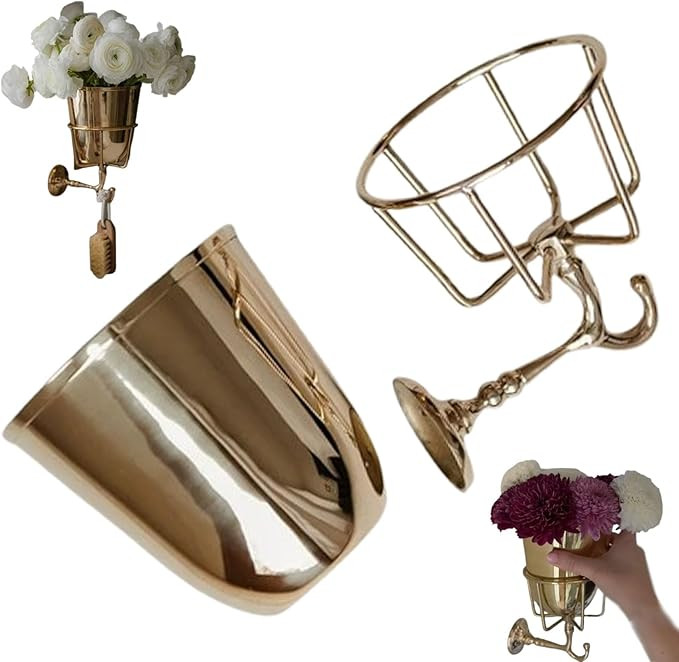 Handcrafted Opal Wall Vessel, Wall Mounted Brass Container Vase, Vintage Brass Container Vase, Mu... | Amazon (US)