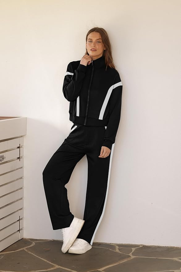WIHOLL Lounge Sets for Women 2024 Casual 2 Piece Outfits Sweatsuits Tracksuit Zip Up Sweatshirt W... | Amazon (US)