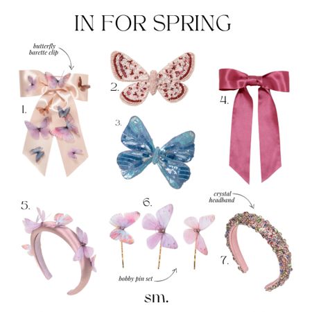 Jennifer Behr Spring Collection
Hand embroidered flowers, leaves, and crystal Bow Barrette
Purple and pink butterfly Bobby Pin Set
Butterfly headband 
Pink butterfly bow barrette 
Blue sequin butterfly hairclip 
Multicolored crystal headband 
Pink silk satin hairbow 
Blush sequin butterfly hairclip


#LTKSeasonal
