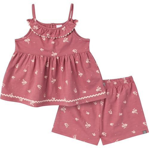 Modern Moments by Gerber Toddler Girls' Ruffle Top and Shorts Set, Medium Rose Bouquet, 4T | Amazon (US)