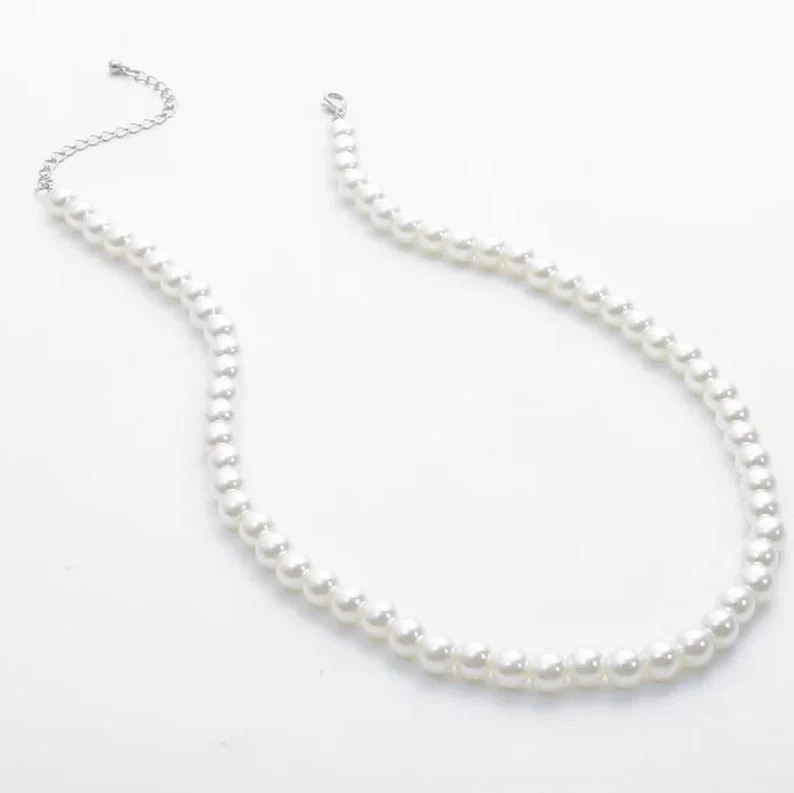 Wedding Bridal Necklace White or Ivory Glass Pearl Necklace, Bridemaid Various Length Available -... | Etsy (UK)