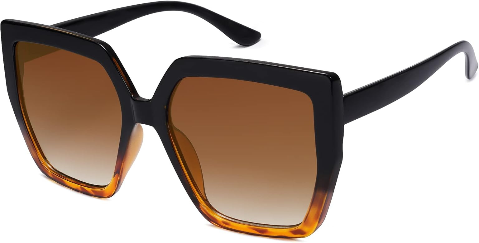 SOJOS Horned Rim Thick Sunglasses for Women Trendy Oversized Black Modern Hipster Fashion Shades SJ2 | Amazon (US)