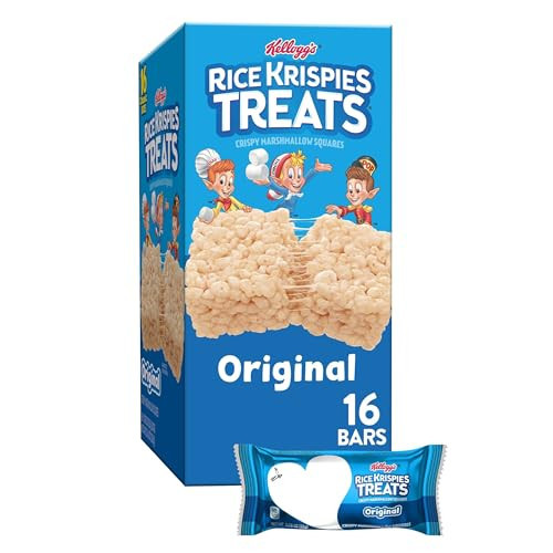 Rice Krispies Treats Crispy Marshmallow Squares, Kids Snacks, Snack Bars, Original, 12.4oz Box (16 Bars) | Amazon (US)