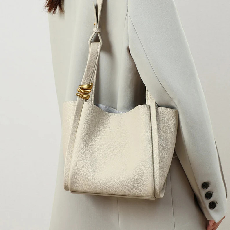 Cowhide Crossbody Shoulder Bucket Bag, Large Capacity Vintage Bag, Bag for Women, Personalized Gi... | Etsy (US)