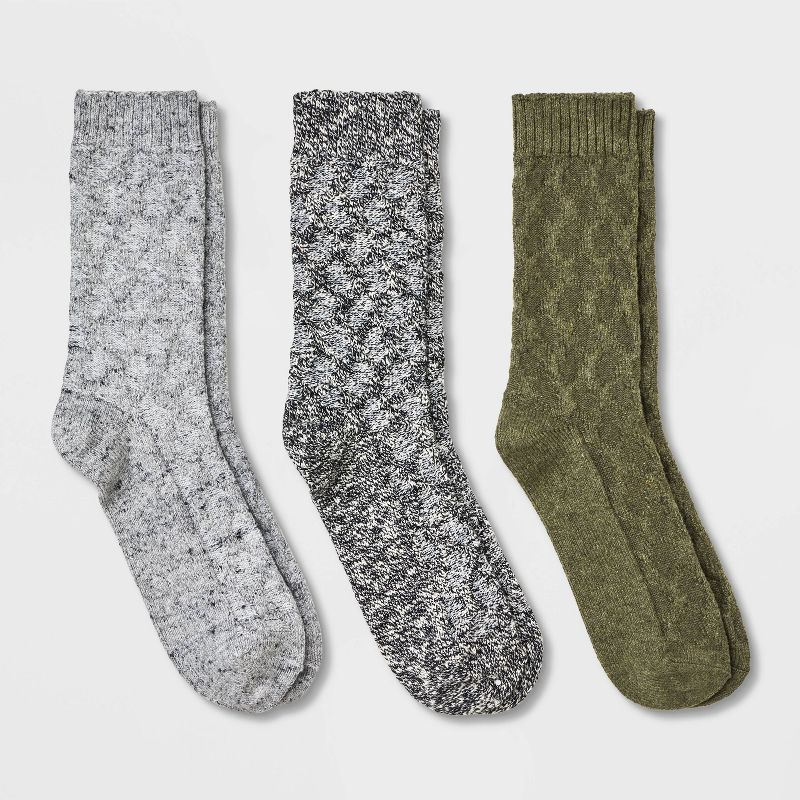 Men's Marl Casual Cozy Socks 3pk - Goodfellow & Co™ Gray/Green 6-12 | Target