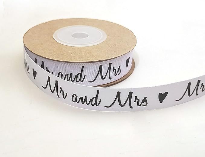 1Roll Love Grosgrain Ribbon for DIY Crafts,1.5cm Wide Printed Mr and Mrs White Grosgrain Ribbon V... | Amazon (US)