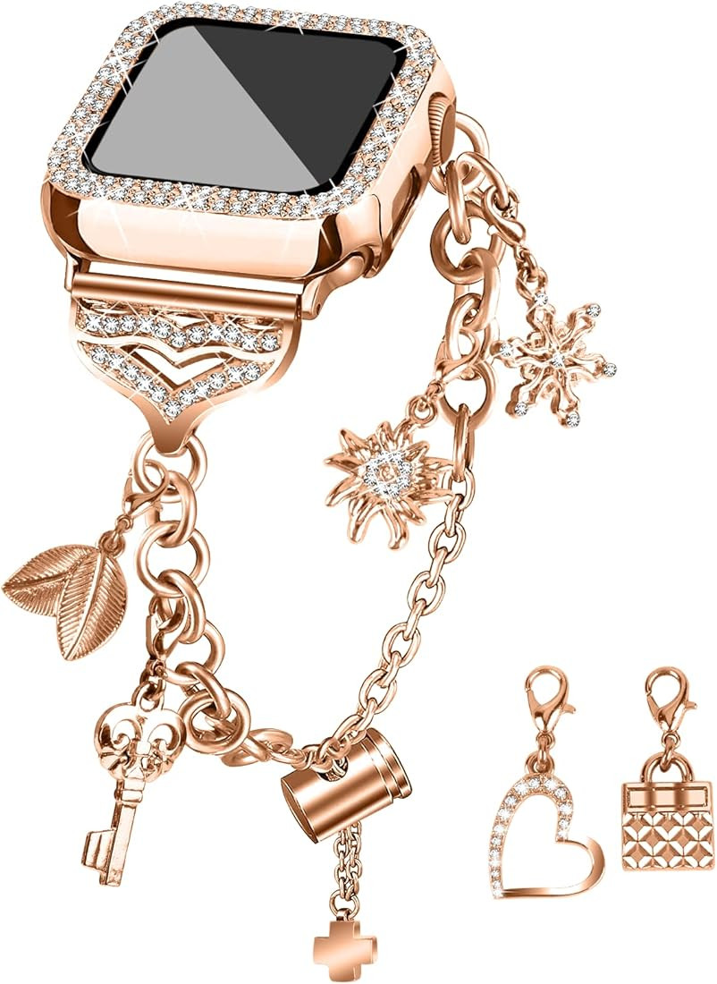 JOYOZY Band Compatible with Apple Watch 38mm 40mm 41mm 42mm 44mm 45mm 46mm, Bling Strap with Glit... | Amazon (US)