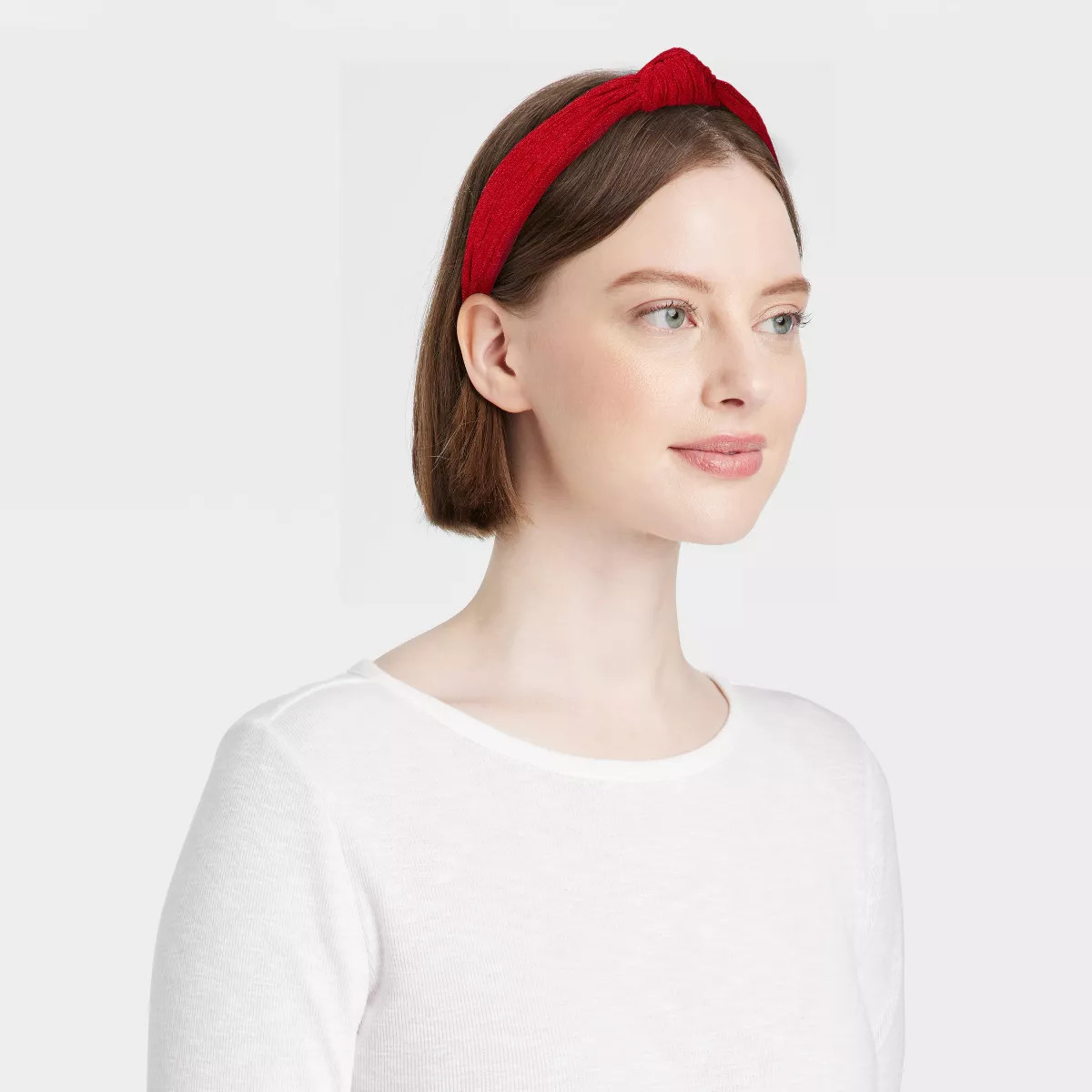 Textured Top Knot Headband - A New Day™ Red: Solid Pattern, Recycled Polyester, Hair Styling, A... | Target