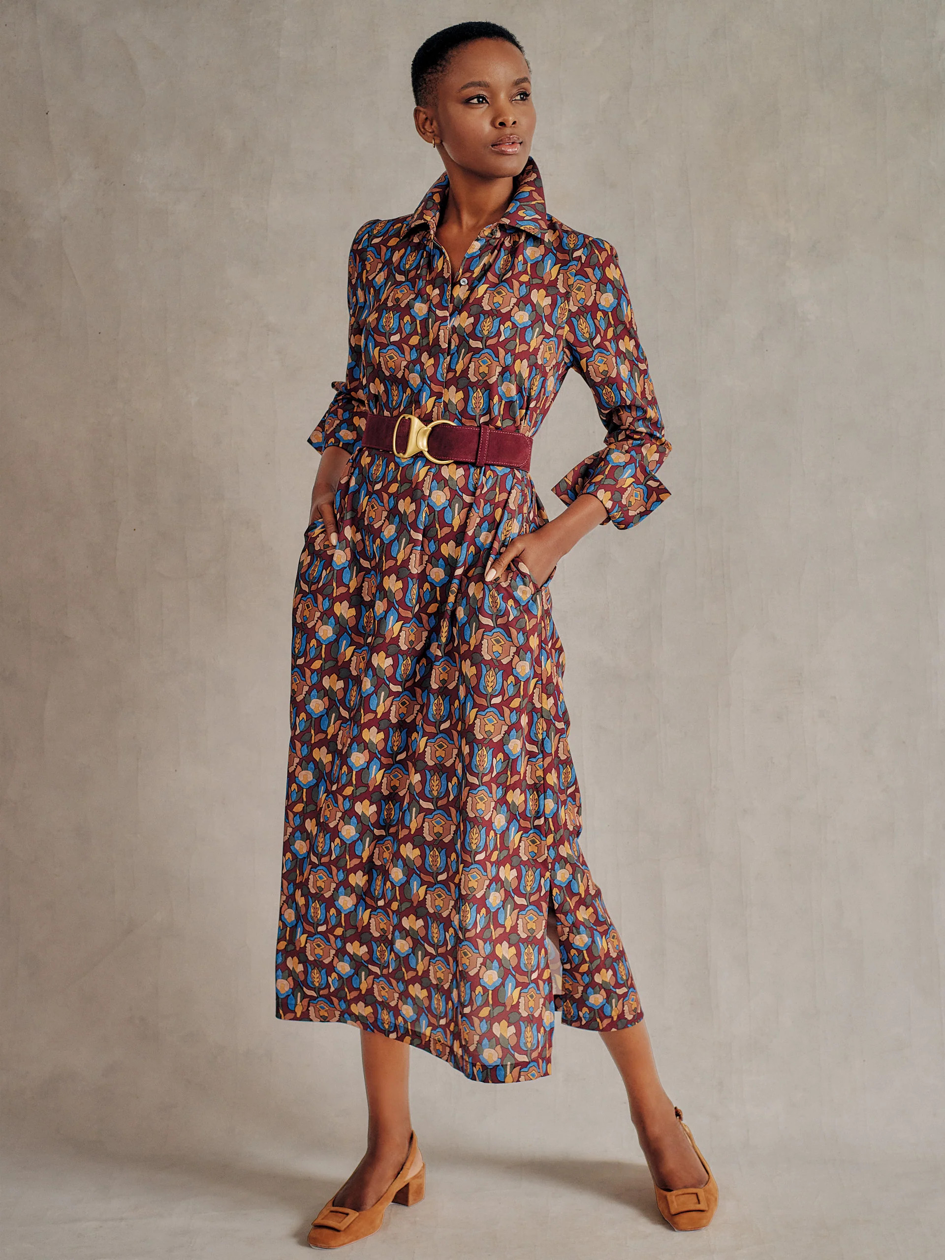 Burgundy/Blue Tiffany Bloom Belle Dress | Women's Dresses | J.McLaughlin | J.McLaughlin