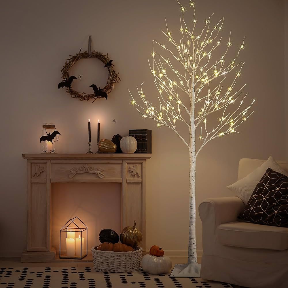 LIGHTSHARE 8FT 132 LED Birch Tree,Home,Festival,Party,Christmas,Indoor and Outdoor Use,Warm White | Amazon (US)