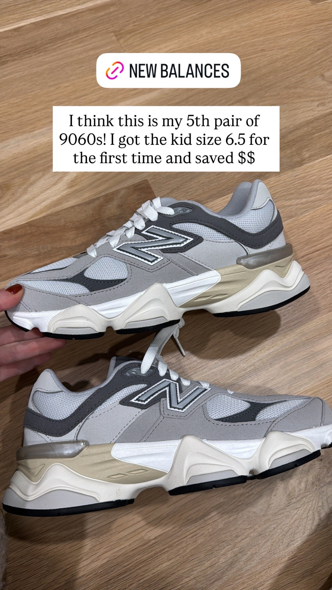 I think this is my 5th pair of new balance 9060s! I got the kid size 6.5 for the first time and saved $$

#LTKootd #LTKActive #LTKfitnessgoals