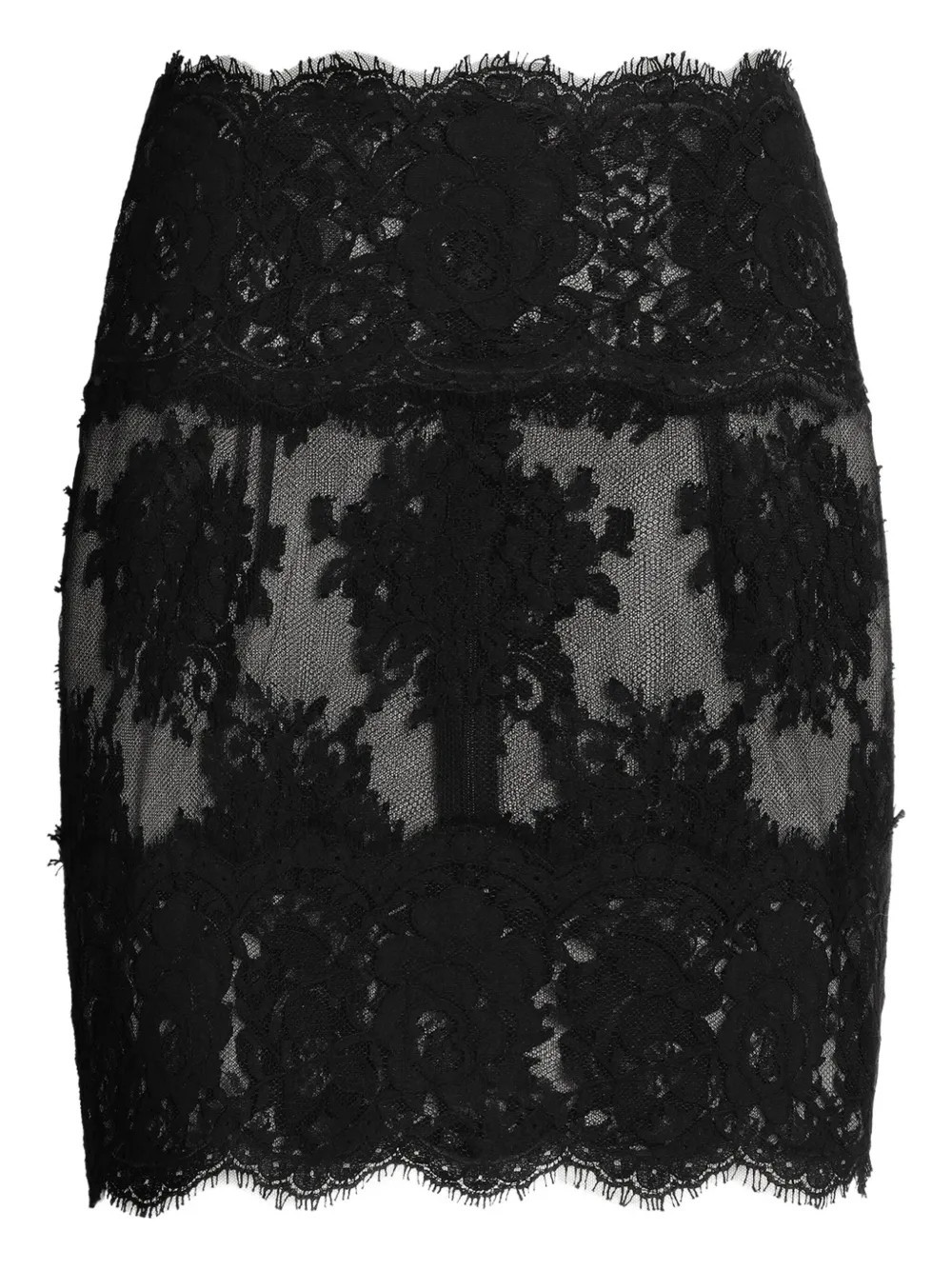Dolce & Gabbana lace scallop-hem mini skirt - N0000 BLACK | Farfetch Global