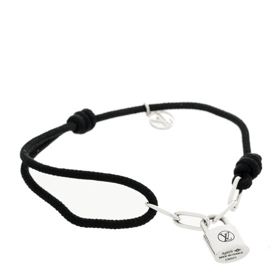 Sterling Silver Lacquer Lockit Adjustable Cord Bracelet Black | FASHIONPHILE (US)