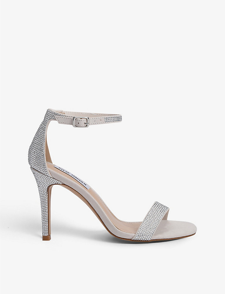 Illumine crystal-embossed faux-suede heeled sandals | Selfridges