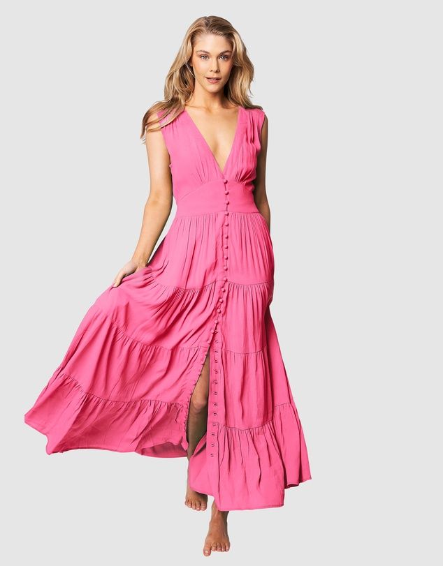 V-Neck Tiered Maxi Dress | THE ICONIC (AU & NZ)