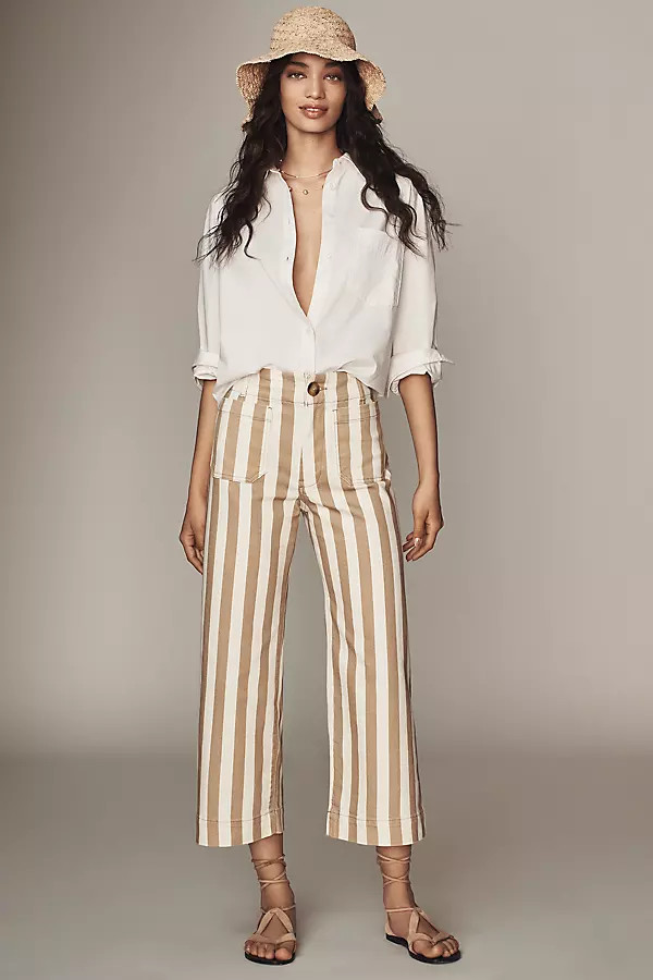 The Colette Cropped Wide-Leg Jeans by Maeve: Striped Edition | Anthropologie (US)