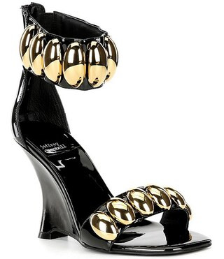 Jeffrey Campbell Shuri Patent Leather Dome Ornamented Sculpted Wedge Dress Sandals | Dillard's | Dillard's