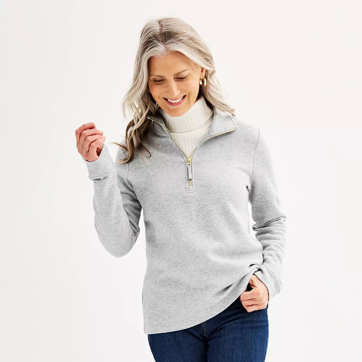 Women's Croft & Barrow® Quarter Zip Pullover | Kohl's