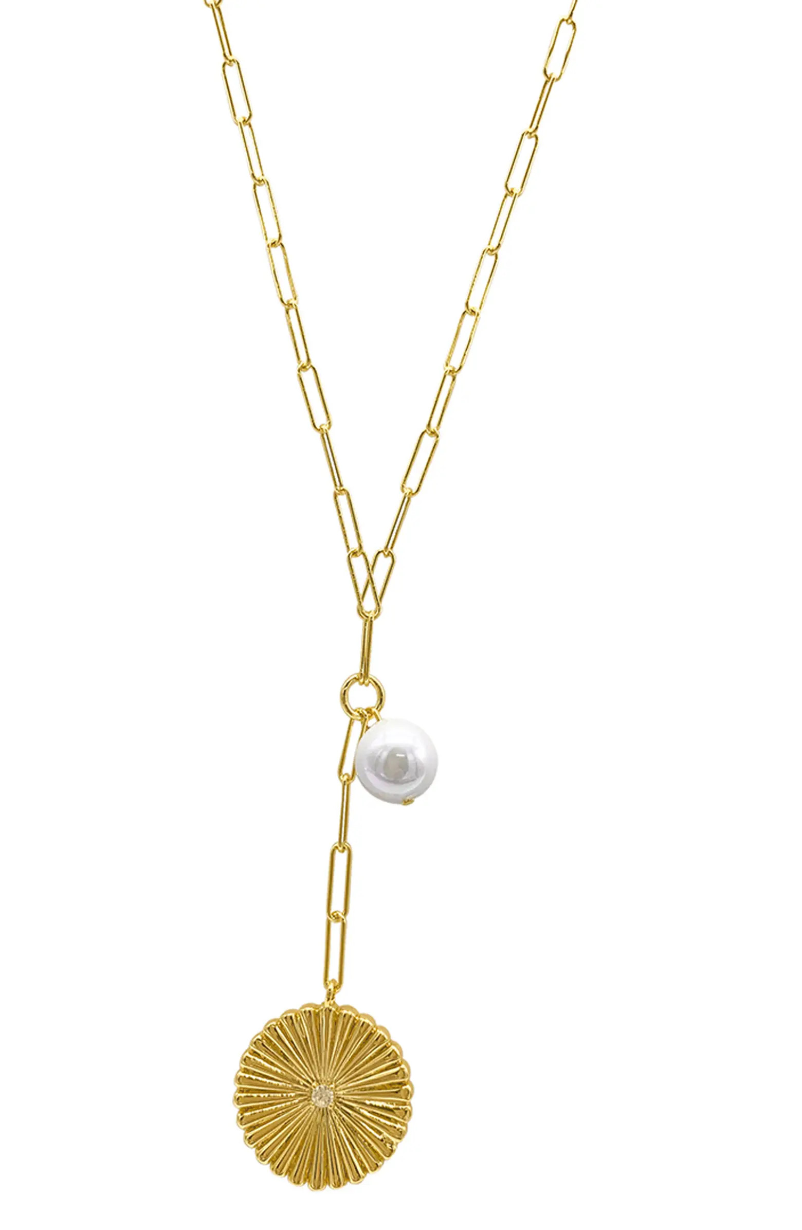 14K Yellow Gold Vermeil Pearl Drop Y-Necklace | Nordstrom Rack