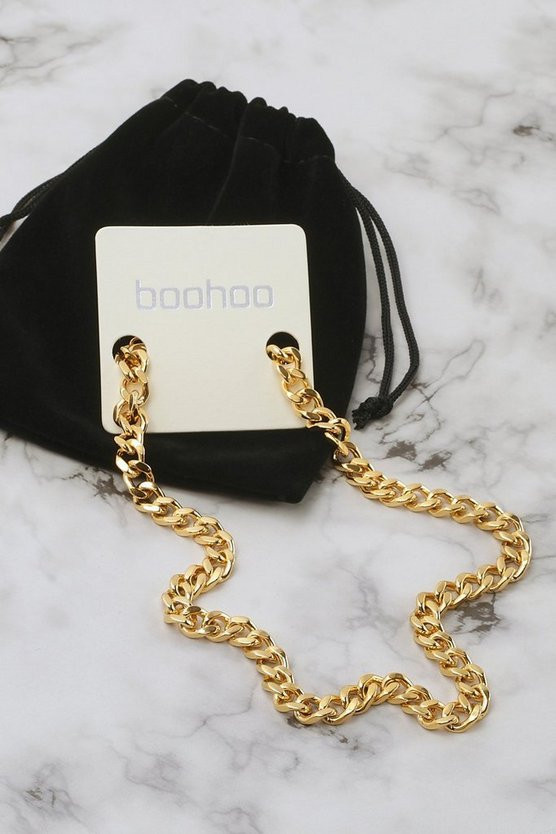 Gold Stainless Steel Curb Chain | Boohoo.com (US & CA)