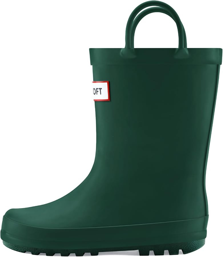 mysoft Kids Rain Boots for Girls Boys Toddler Waterproof Rubber Cute Printed with Easy-On Handles | Amazon (US)