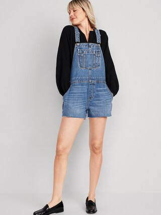 Baggy Cut-Off Jean Shortalls for Women -- 3-inch inseam | Old Navy (US)