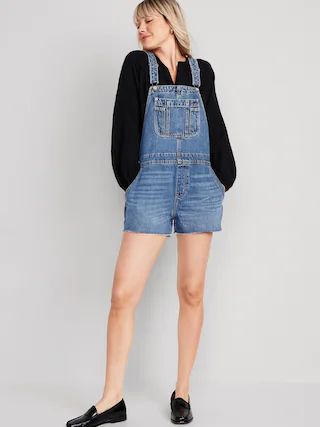 Baggy Cut-Off Jean Shortalls for Women -- 3-inch inseam | Old Navy (US)