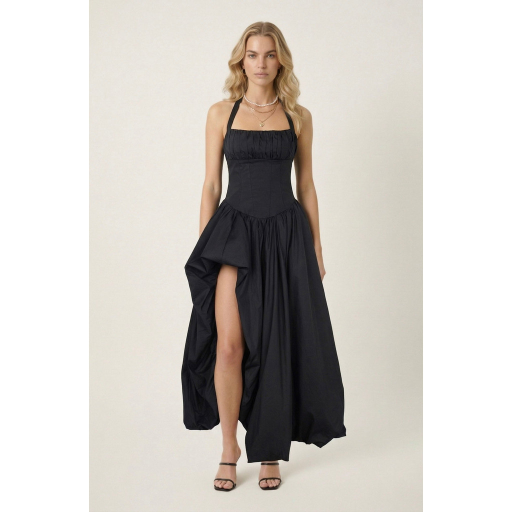 Modenaire Halter Neck Corset Maxi Dress in Black at Nordstrom, Size Small | Nordstrom
