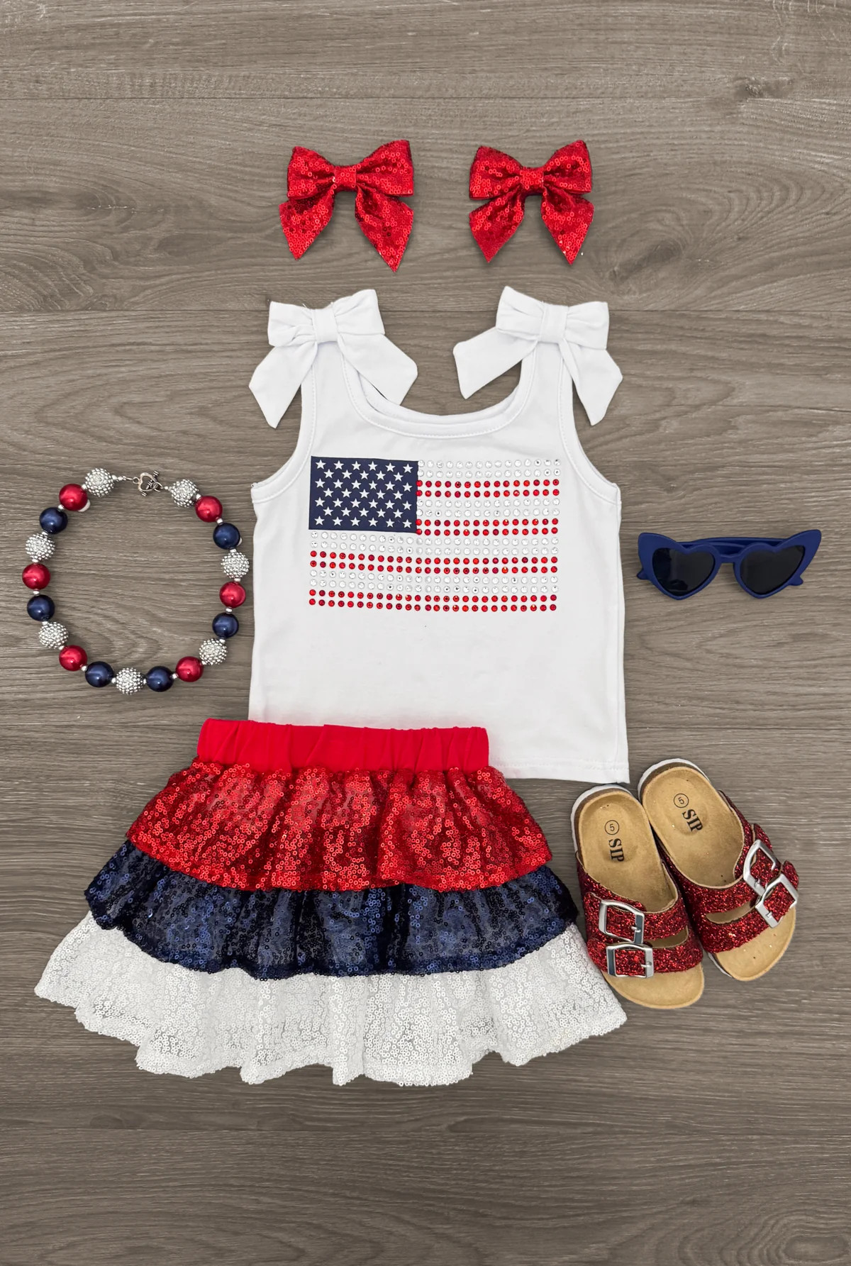 American Flag Sequin Skirt Set | Sparkle In Pink