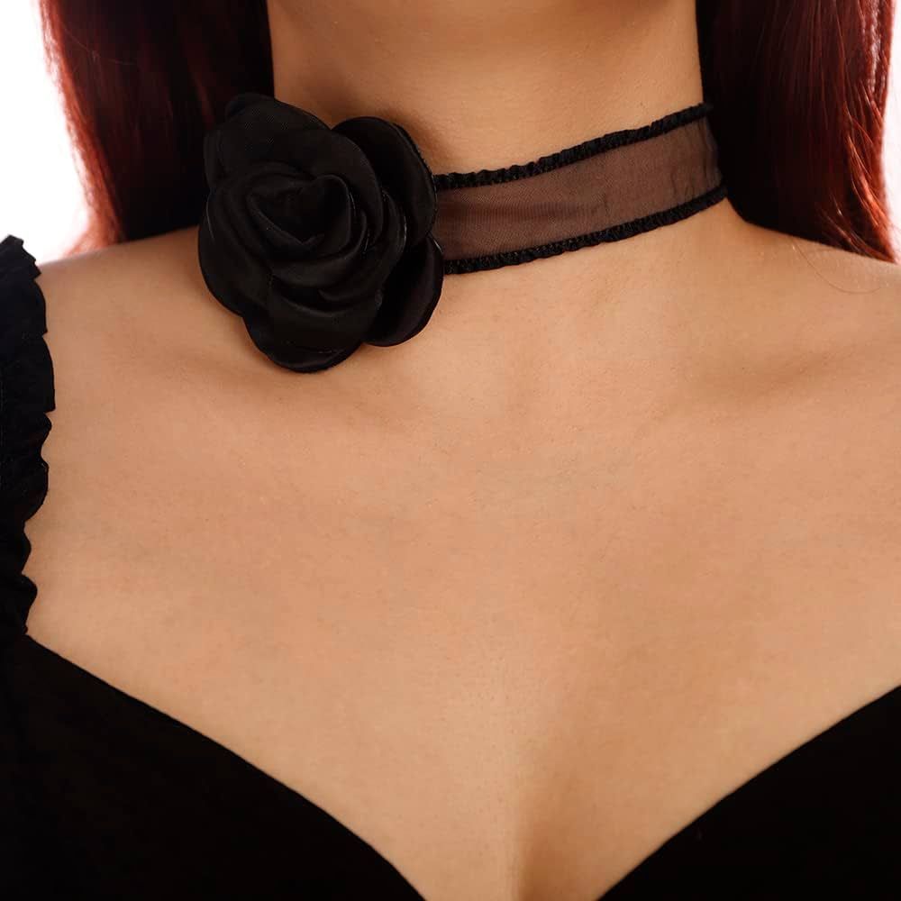 Denifery Gothic Lace Choker Necklace Black Flower Choker Punk Choker Chain Costume Party Prom Vam... | Amazon (US)