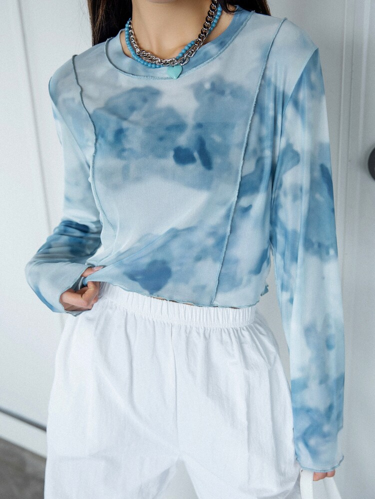 DAZY Maglietta tie dye orlo lattuga | SHEIN