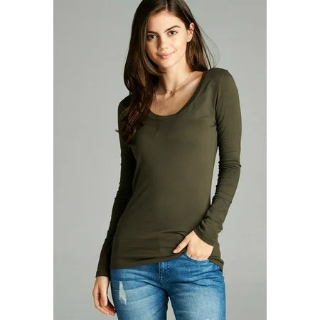 Active BasicWomen's Premium Basic Long Sleeve Round Crew Neck T-Shirt Top Warm Soft in Several Co... | Walmart (US)