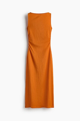 H & M - Crinkled Boat-Neck Dress - Orange | H&M (US + CA)