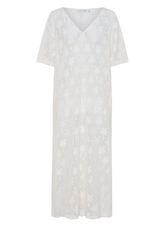 Cotton Lace Tee Dress in White | Bohemian Traders