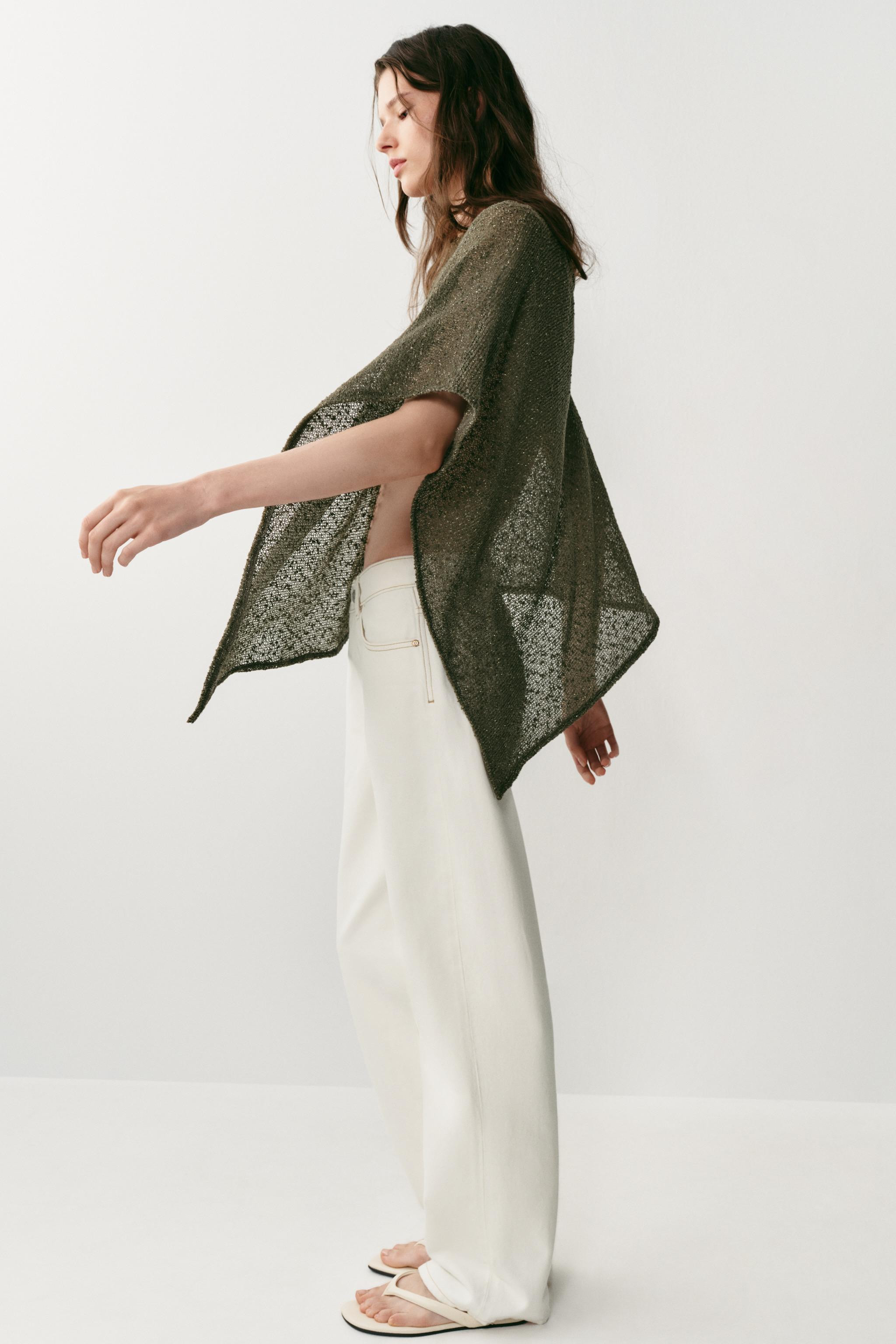 ASYMMETRIC METALLIC THREAD CAPE | Zara UK