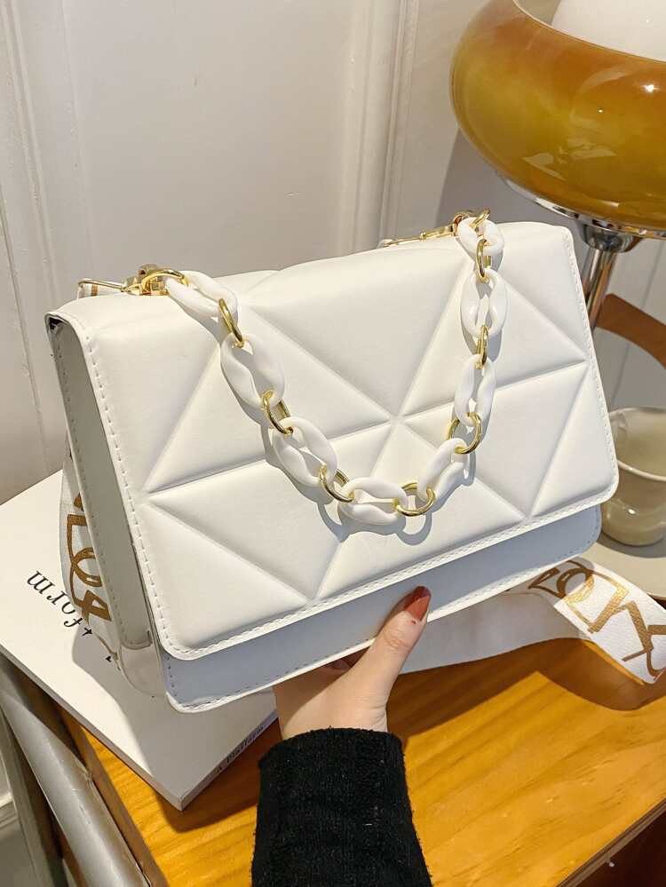 Minimalist Quilted Chain Decor Flap Square Bag | SHEIN